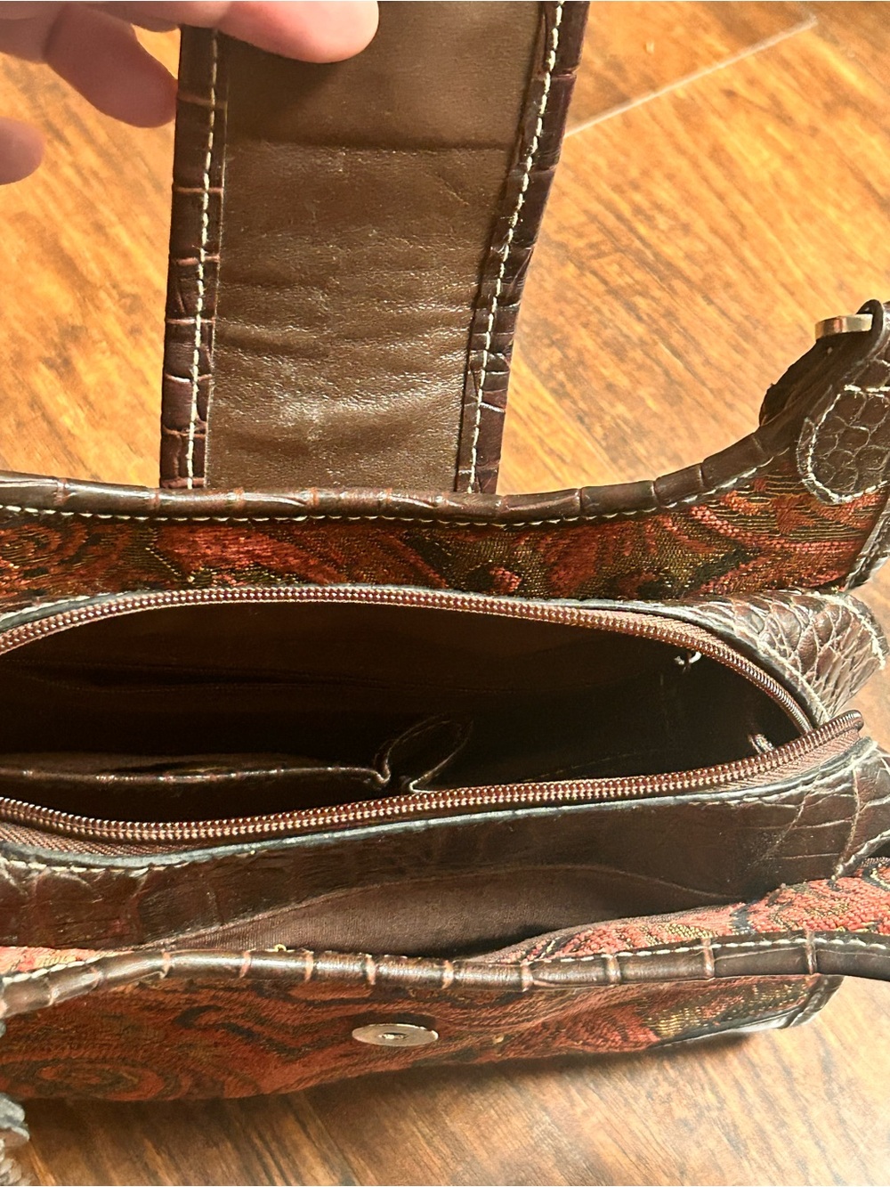 Rosetti Brown Croc-Trim Paisley Shoulder Bag #cowgirl - Picture 8 of 14